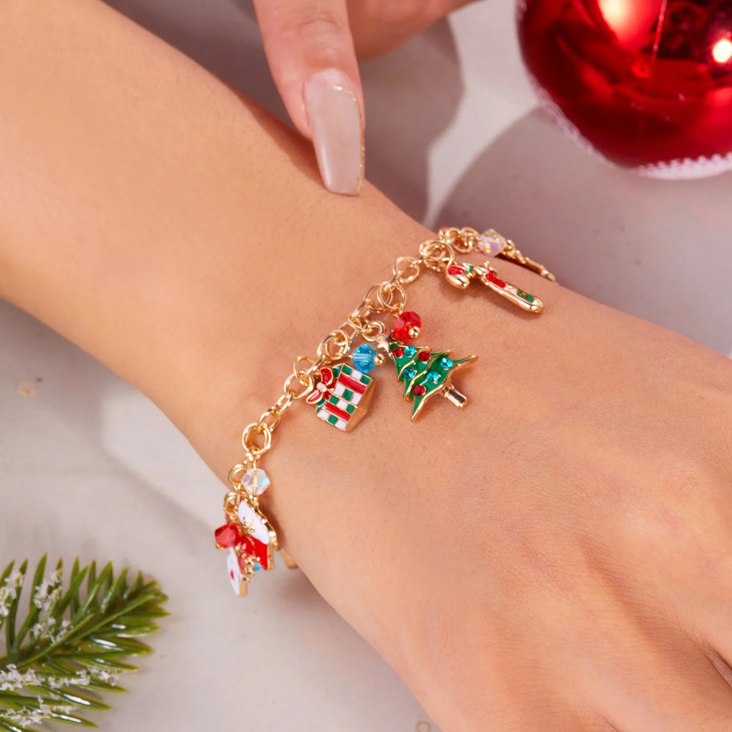 Fashion Santa Claus Snowman Star Christmas Tree Pendant Bracelet