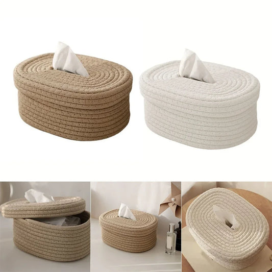 Tissue Box Cotton Rope Woven Tissue Box Storage Box