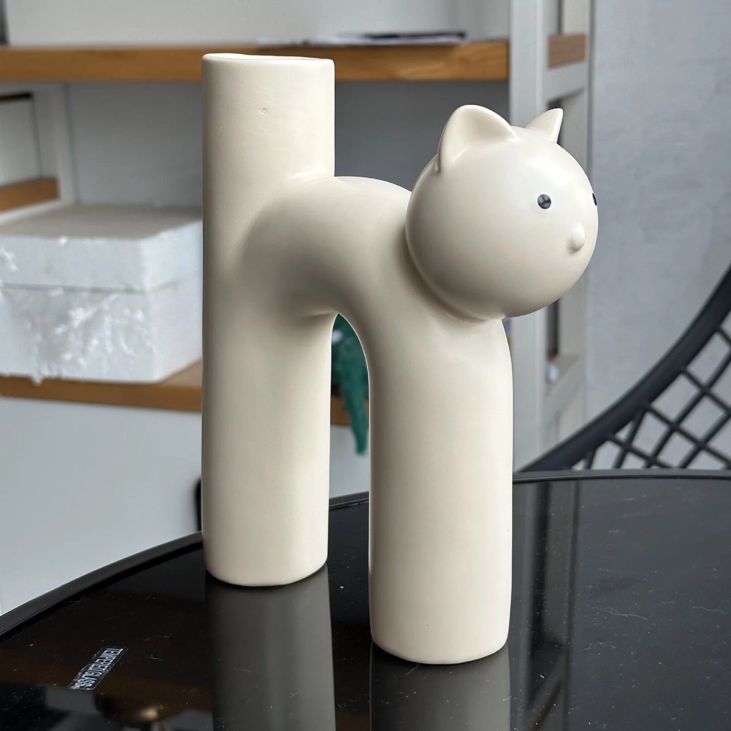 Tube Shaped Cat Resin Vase, Creative, Cute, Modern, Minimalist, Home Decoration, Flower Vase