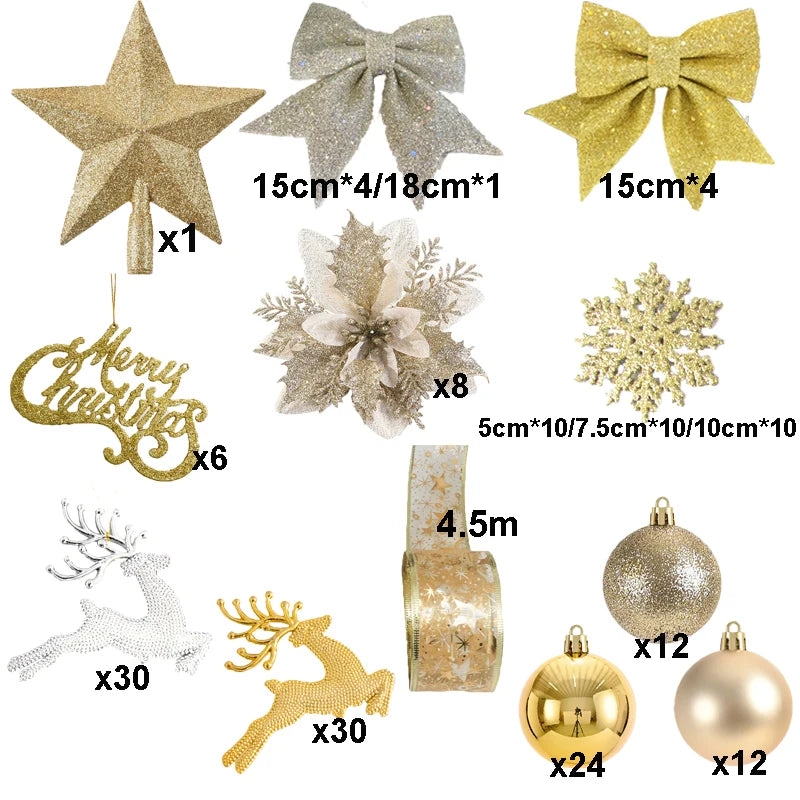 Christmas Tree Decorations Home Ornaments Christmas Tree Hanging Decor Snowflake Bow Balls Star