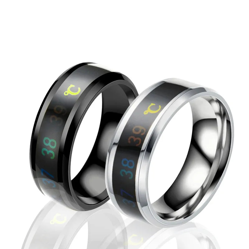 Smart Sensor Body Stainless Steel Love Band Ring With Temperature Measurement Function Rings