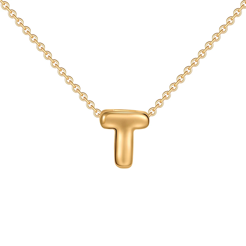 Dainty Mini Bubble Letter Necklace Gold Plated Balloon Initial Tiny Small Pendent Necklaces