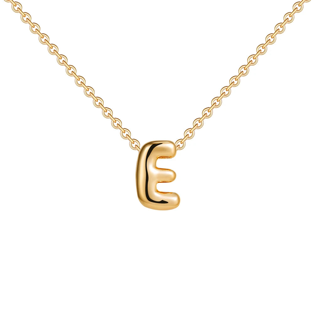 Dainty Mini Bubble Letter Necklace Gold Plated Balloon Initial Tiny Small Pendent Necklaces