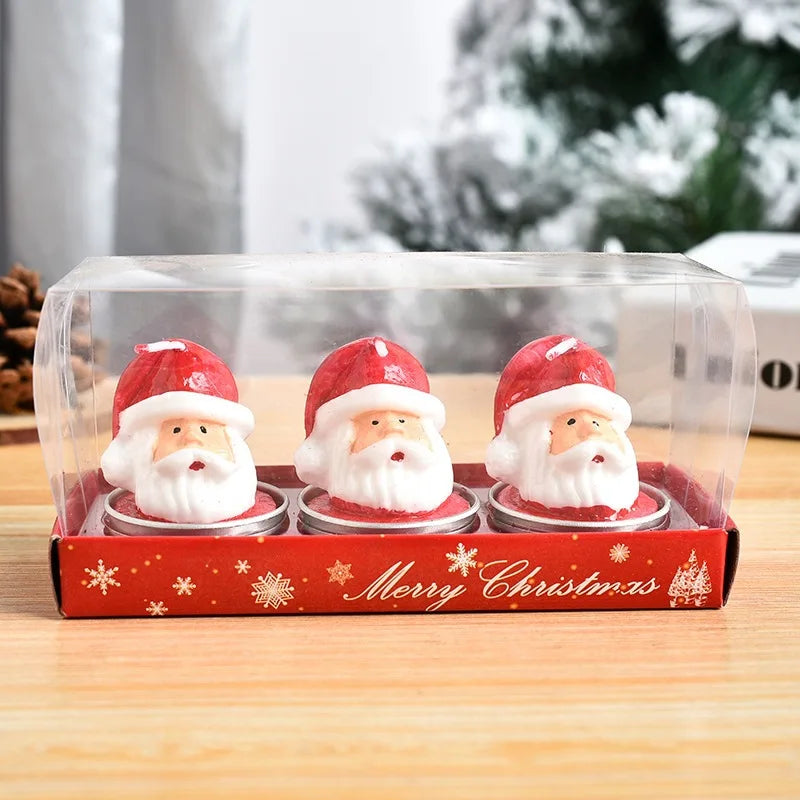 3Pcs/Set Christmas Candles Santa Snowman Xmas Tree Paraffin