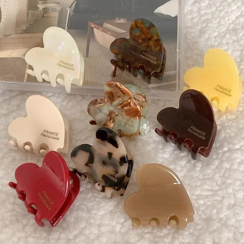 3.5cm Small Hairclaw Acetate Hair Crabs Cute Heart Shaped Hairclips