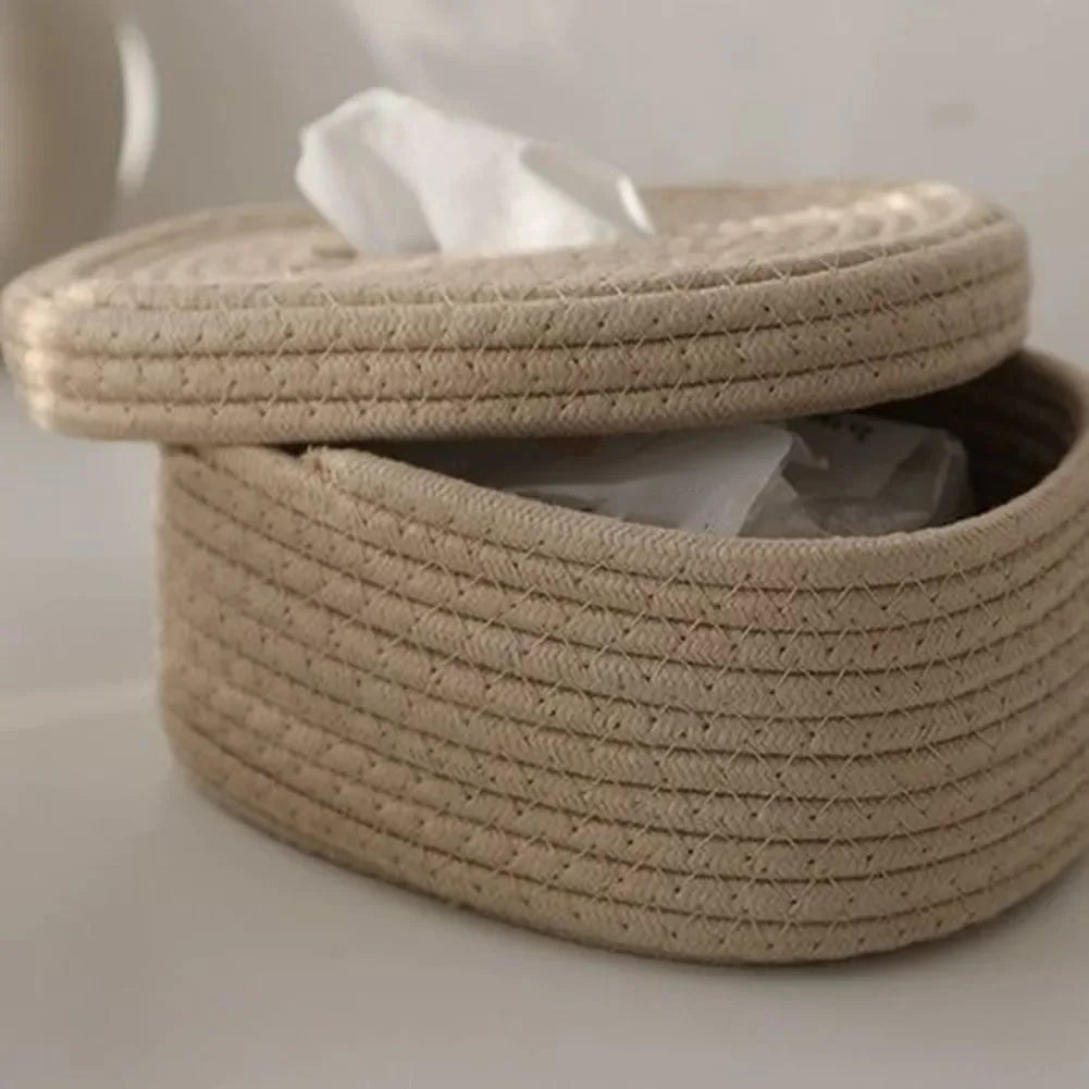 Tissue Box Cotton Rope Woven Tissue Box Storage Box