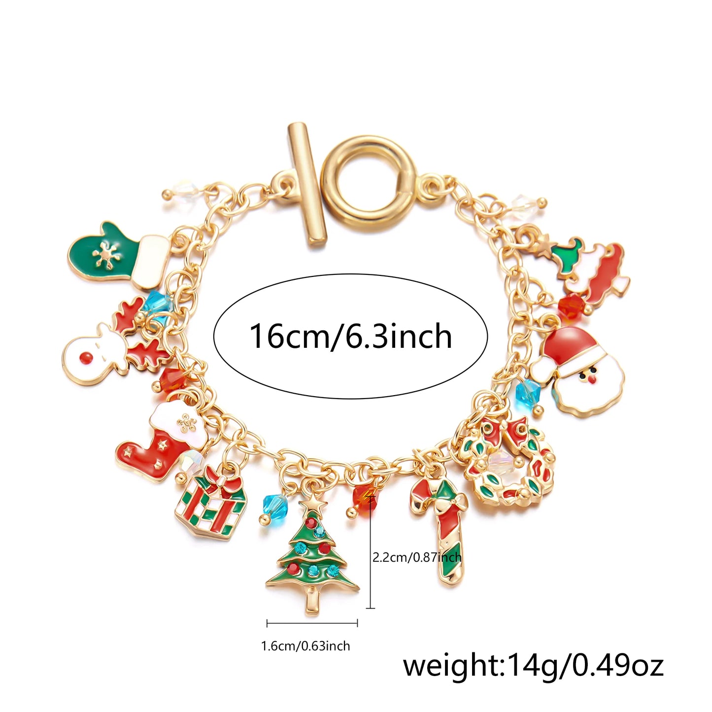 Fashion Santa Claus Snowman Star Christmas Tree Pendant Bracelet