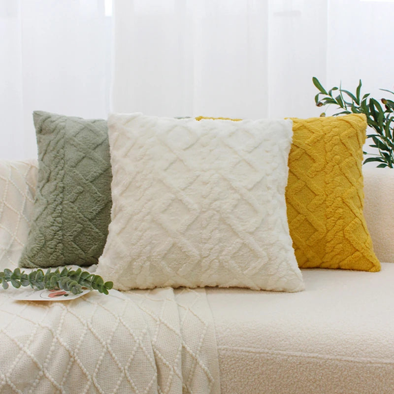 Twist Knitting Plush Pillow Case Vintage Knitted Cushion Cover Simple Cushion