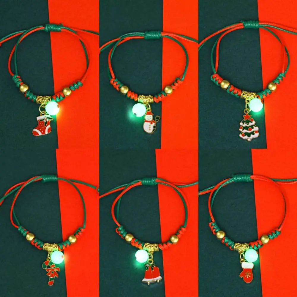 Mistletoe Luminous Xmas Bracelet Snowman Snowflake Christmas Tree Christmas Bell