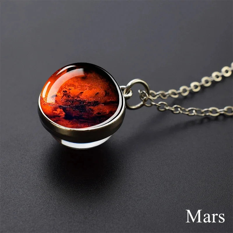 Glow In Dark Solar System Planet Necklace Moon Earth Jupiter Neptune Mars Venus Mercury