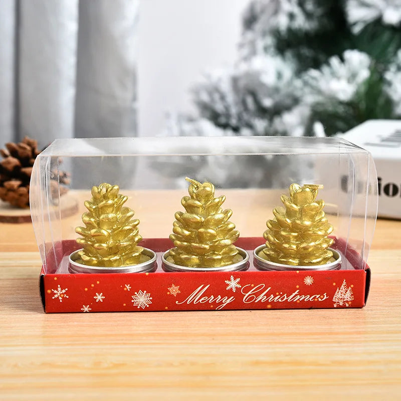 3Pcs/Set Christmas Candles Santa Snowman Xmas Tree Paraffin