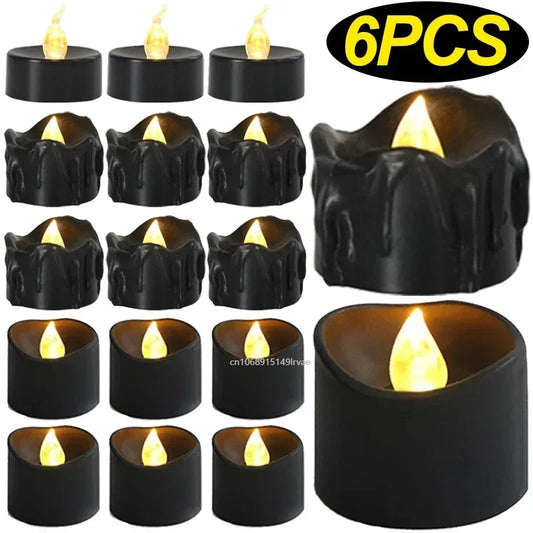 Black LED Candle Lamp Battery Operated Tea Light Flameless Fake Electronic Candle Black Friday Party Decor