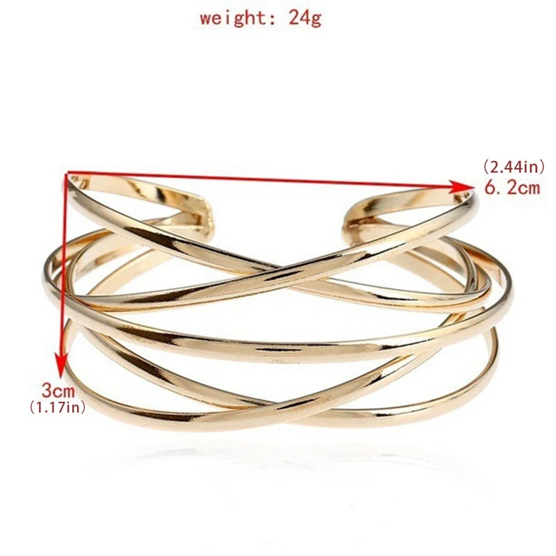 Punk Hollow Alloy Bangles For Women Gold Silver Color Cuff Bracelet Open Adjustable