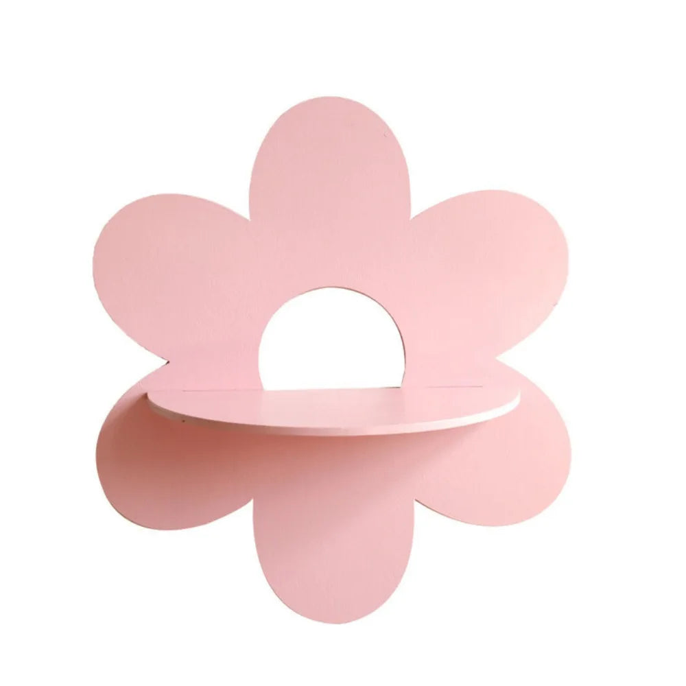 Wooden Flower Shape Wall Crystal Storage Shelf Simple Homestays Home Decoration Closet Organizer