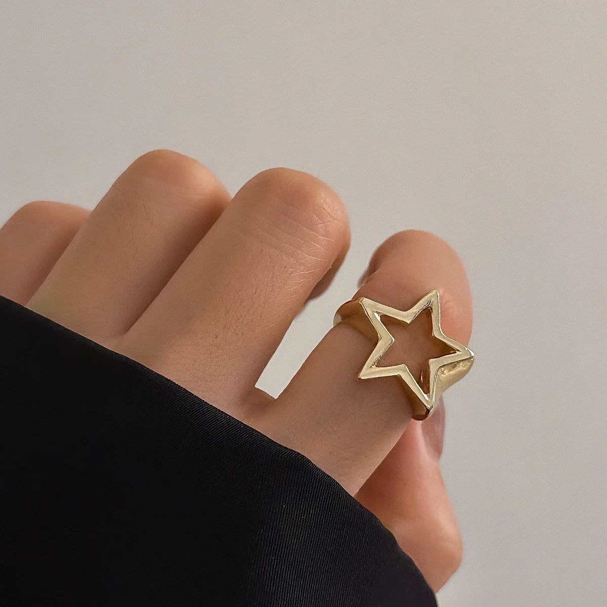 Hollow Star Metal Open Rings  Fashion Statement Gothic Adjustable Couple Rings