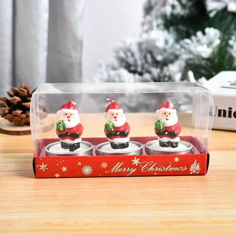 3Pcs/Set Christmas Candles Santa Snowman Xmas Tree Paraffin