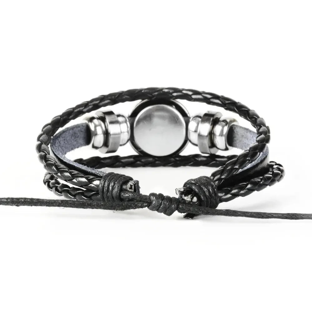 Constellation Zodiac Sign Charm Luminous Bracelets  Vintage Multilayer Wrap Leather Bracelet