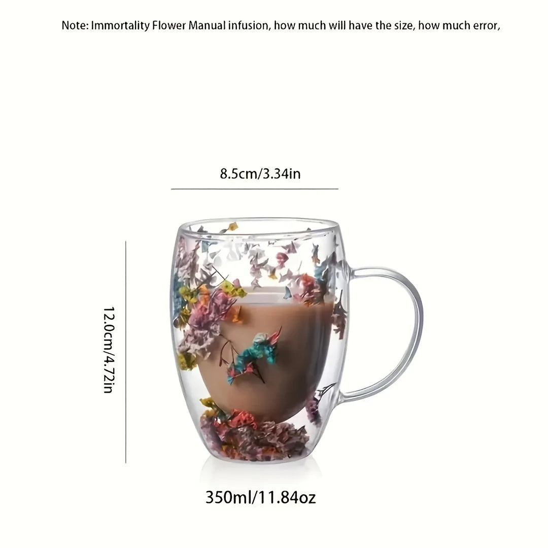 Inner flower coffee cups, 350 ml/11.83 oz double wall espresso cup (4 cups)