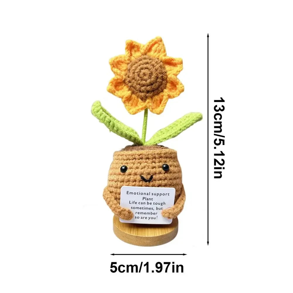 New Positive Energy Heart Flower Hand-woven Dolls Knitting Doll Positive Card Desktop Ornament Gifts