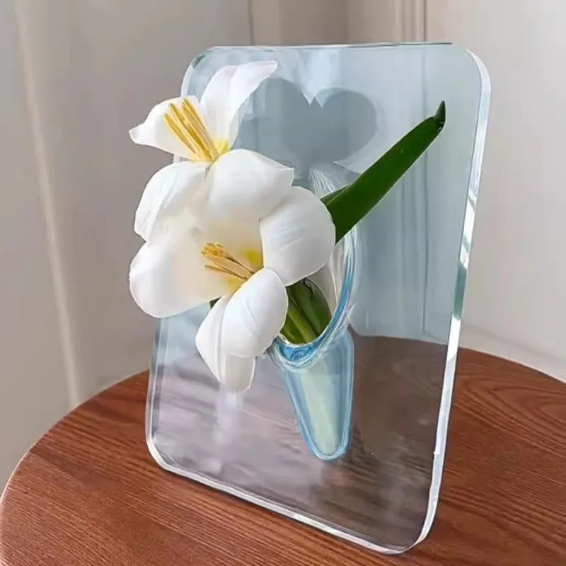 Creative Art Acrylic Photo Frame Vase Hydroponic Flower Arrangement Transparent Vase (20x15cm)