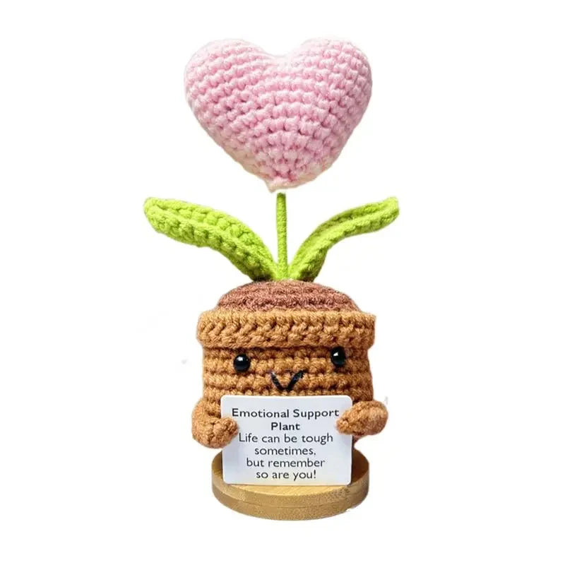 New Positive Energy Heart Flower Hand-woven Dolls Knitting Doll Positive Card Desktop Ornament Gifts