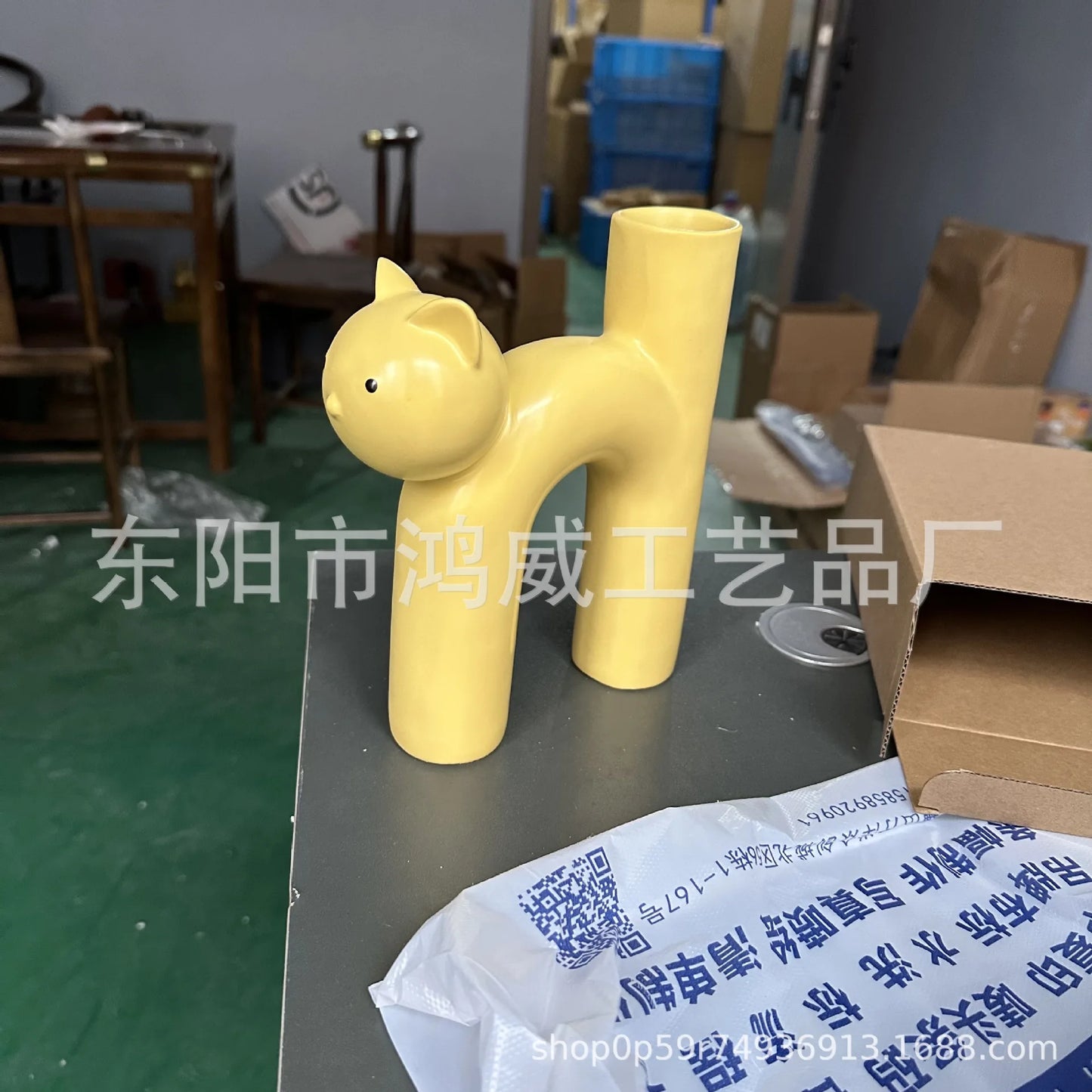 Tube Shaped Cat Resin Vase, Creative, Cute, Modern, Minimalist, Home Decoration, Flower Vase