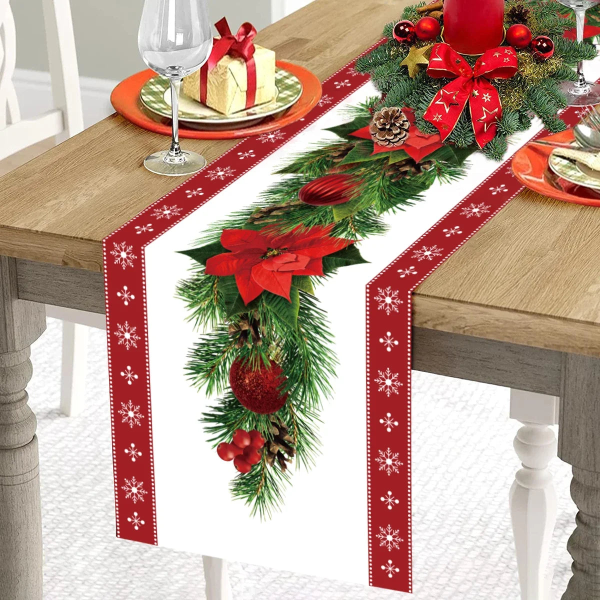 Christmas Table Runner Merry Christmas Decoration for Home Xmas Party