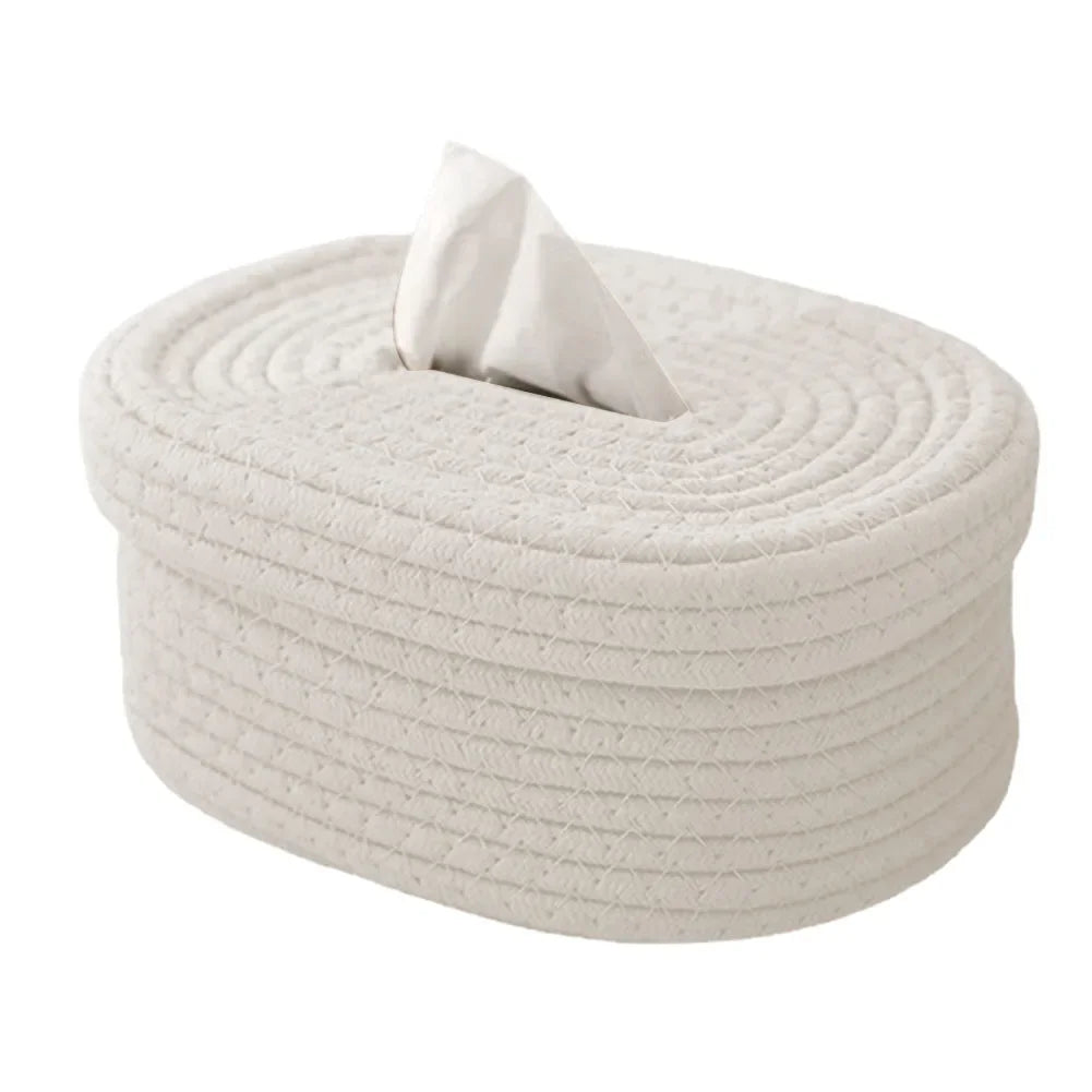 Tissue Box Cotton Rope Woven Tissue Box Storage Box