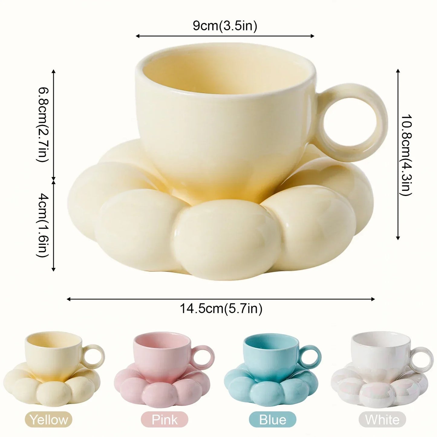 Ceramic Mug Cute Cloud Decorative Plate Coffee Cup Set Creative Ceramic Cup