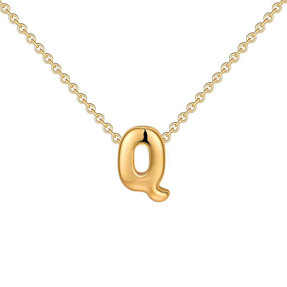 Dainty Mini Bubble Letter Necklace Gold Plated Balloon Initial Tiny Small Pendent Necklaces