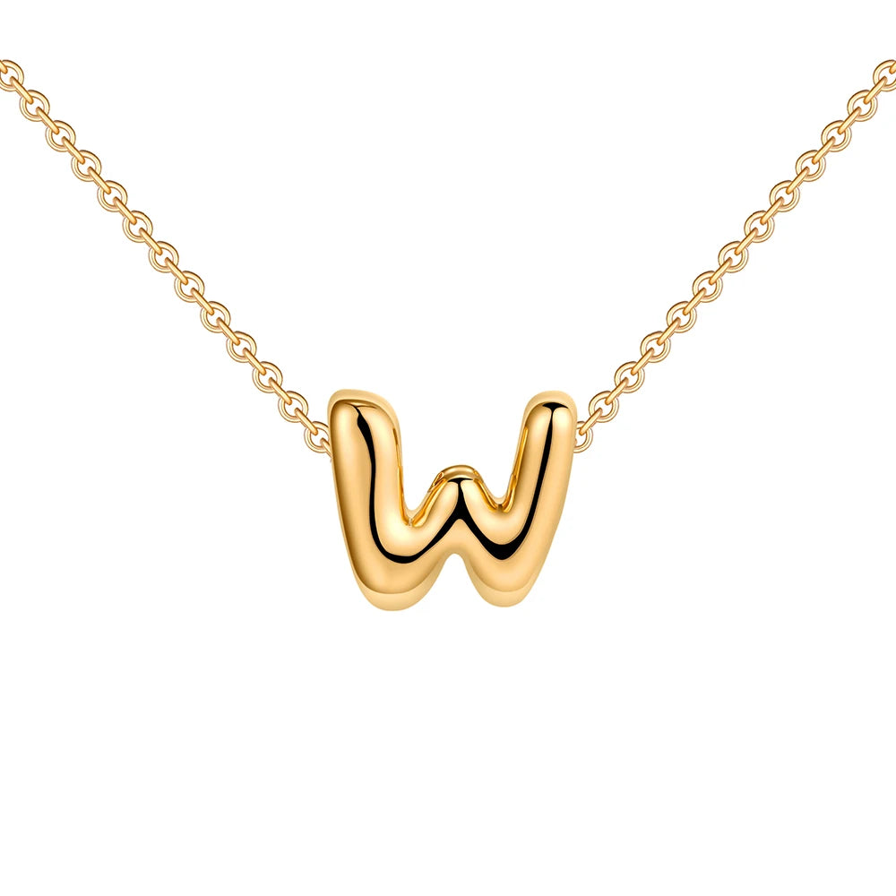 Dainty Mini Bubble Letter Necklace Gold Plated Balloon Initial Tiny Small Pendent Necklaces