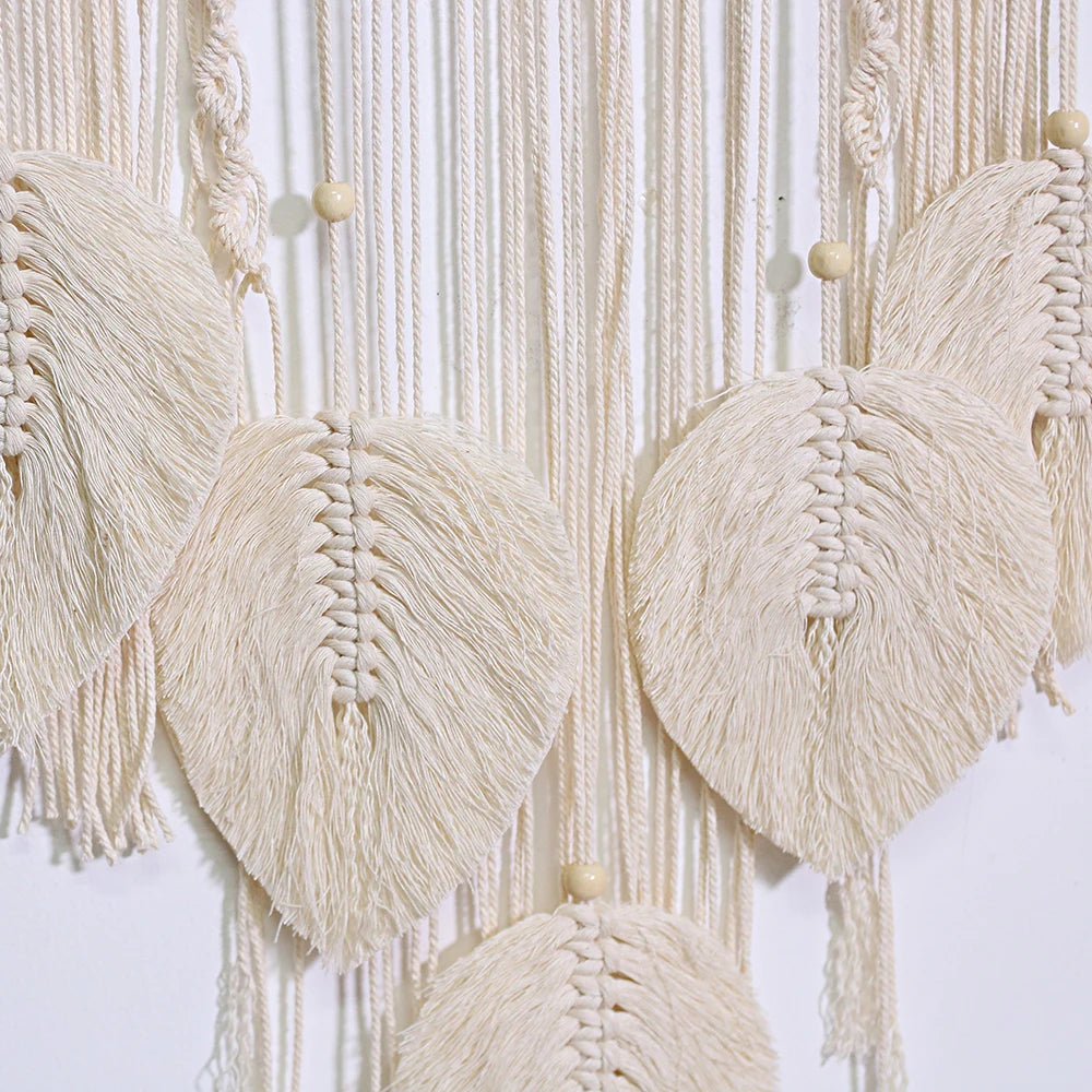 Macrame Dream Catcher Bohemian Leaf Wall Hanging Nordic Decor Boho Handmade Tapestry Ornaments for Home Living Room Decoration