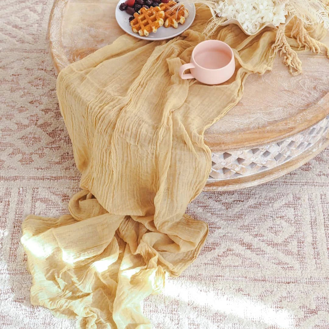 Semi-Sheer Gauze Table Runner Sage Cheesecloth Table Setting Dining Wedding Party Christmas Banquets